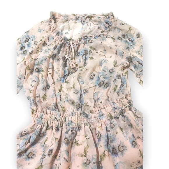 LoveShackFancy Silk Floral Popover‎ Mini Dress  Size S, Pink floral - Picture 5 of 14